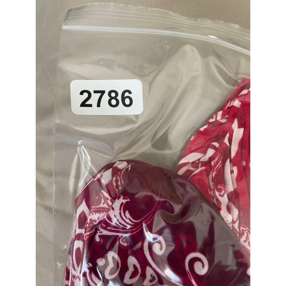 Maggie Barnes‎ Women Top 3X Red Damask Print Crinkle Beaded Dressy Mature Office - Picture 10 of 10